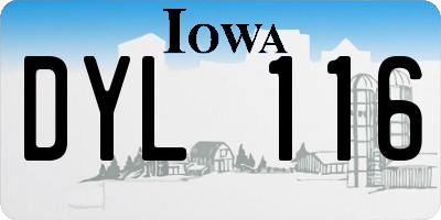 IA license plate DYL116