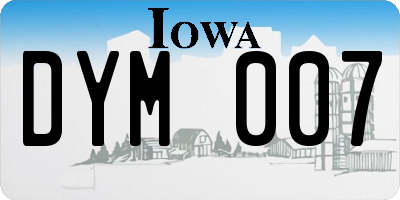 IA license plate DYM007