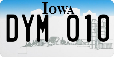 IA license plate DYM010