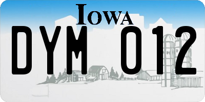 IA license plate DYM012