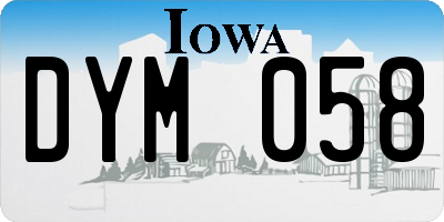 IA license plate DYM058