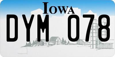 IA license plate DYM078