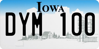 IA license plate DYM100