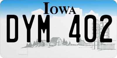 IA license plate DYM402