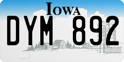 IA license plate DYM892