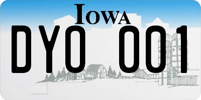 IA license plate DYO001