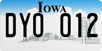 IA license plate DYO012