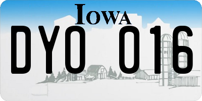 IA license plate DYO016