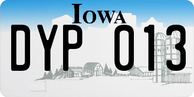 IA license plate DYP013
