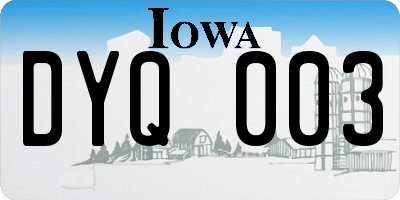 IA license plate DYQ003