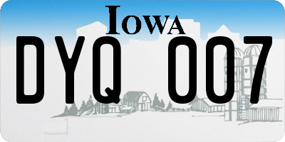 IA license plate DYQ007