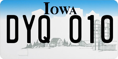 IA license plate DYQ010