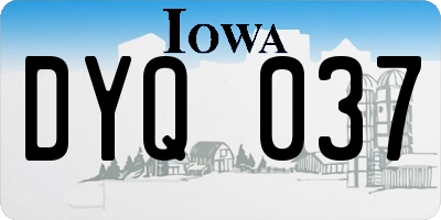 IA license plate DYQ037