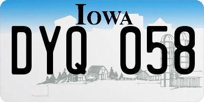 IA license plate DYQ058