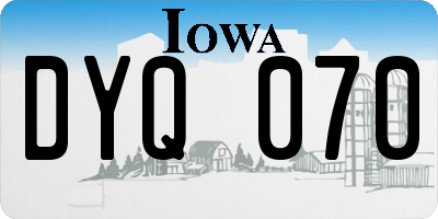 IA license plate DYQ070