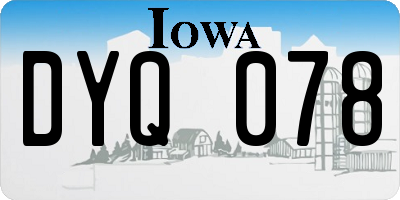 IA license plate DYQ078