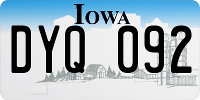 IA license plate DYQ092