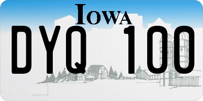 IA license plate DYQ100