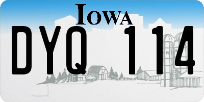 IA license plate DYQ114