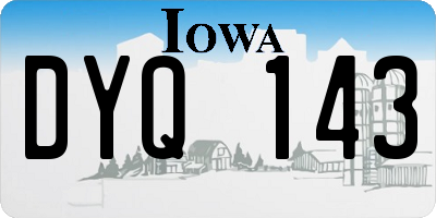 IA license plate DYQ143