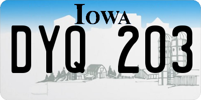 IA license plate DYQ203