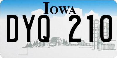IA license plate DYQ210