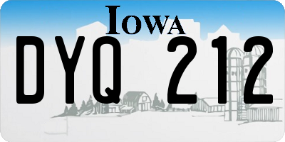 IA license plate DYQ212