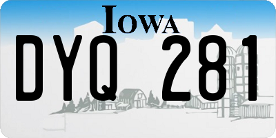 IA license plate DYQ281