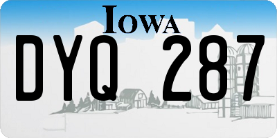IA license plate DYQ287