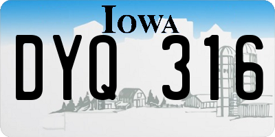 IA license plate DYQ316