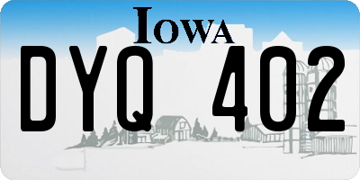 IA license plate DYQ402