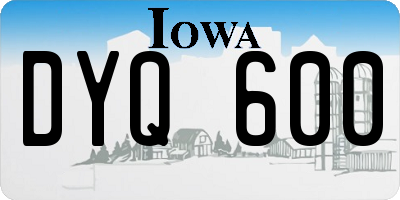 IA license plate DYQ600
