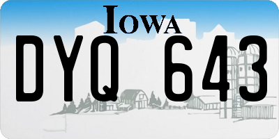 IA license plate DYQ643