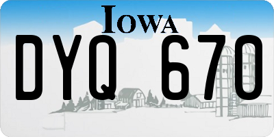 IA license plate DYQ670