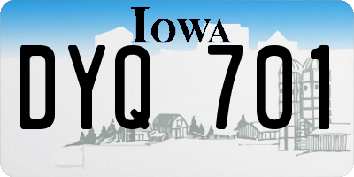 IA license plate DYQ701
