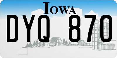 IA license plate DYQ870