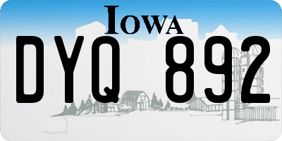 IA license plate DYQ892