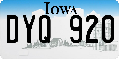 IA license plate DYQ920
