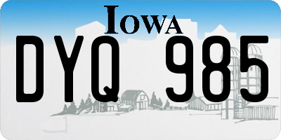 IA license plate DYQ985
