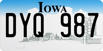 IA license plate DYQ987