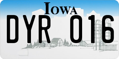 IA license plate DYR016