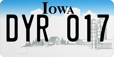 IA license plate DYR017