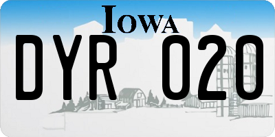 IA license plate DYR020