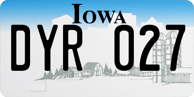 IA license plate DYR027