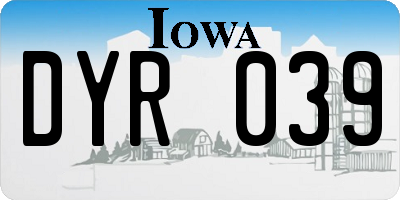 IA license plate DYR039