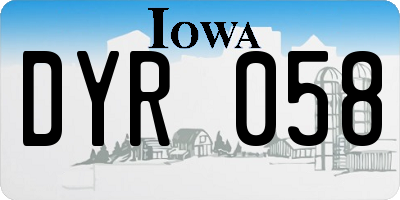 IA license plate DYR058