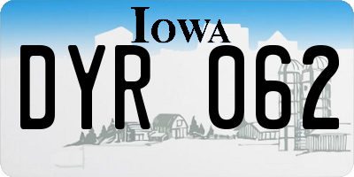 IA license plate DYR062