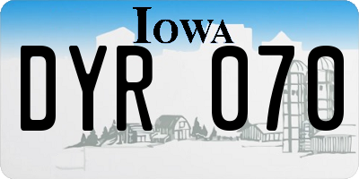 IA license plate DYR070