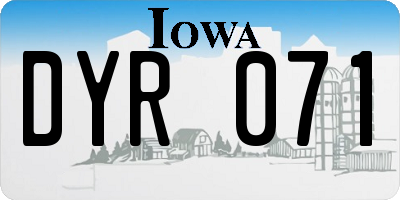 IA license plate DYR071
