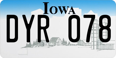IA license plate DYR078